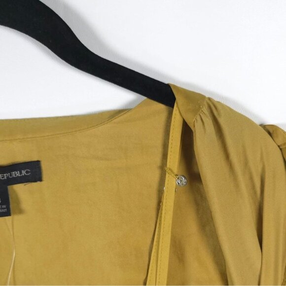 NWT BANANA REPUBLIC Chartreuse Silky Tiered Ruffle Drop Waist Mini Dress Sz 4 - Picture 11 of 16